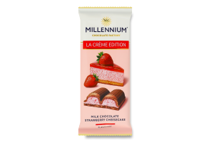 Шоколад молочный с кремовой начинкой со вкусом Клубничный чизкейк La creme edition Millennium м/у 100г