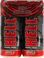 Напиток энергетический безалкогольный газированный кофеиносодержащий со вкусом яблока и тутти-фрутти Hell к/у 4х250мл