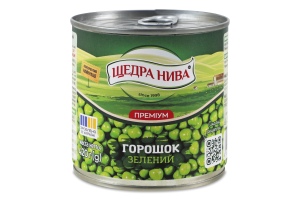 Горошек зеленый консервированный стерилизованный Премиум Щедра нива в/с ж/б 420г