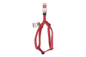 Шлея з QR паспортом червона відновлена бавовна світловідбиваюча пластиковий фастекс р.M 20мм L50-80см 03323 ВауДог Ре-коттон