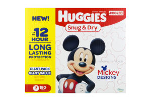 Huggies Snug & Dry Diapers Size 3 - 180 CT