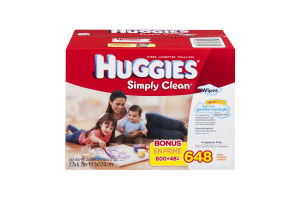 Huggies Simply Clean Wipes Fragrance Free - 648 CT