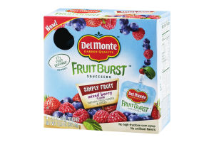 Del Monte Fruit Burst Squeezers Mixed Berry - 4 CT