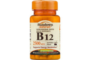 Sundown Naturals B12 2500mcg Microlozenges - 50 CT