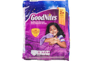 GoodNites Bedtime Underwear 4-8/S-M - 35 CT