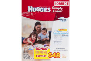 Huggies Simply Clean Wipes Fragrance Free - 648 CT