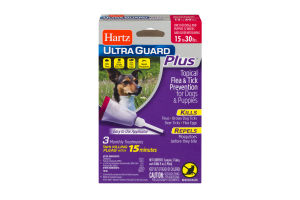 Hartz Ultra Guard Plus Topical Flea & Tick Prevention For Dogs & Puppies 15 to 30lbs 3 Monthly Treatments - 3 CT
