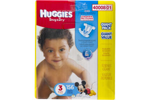 Huggies Snug & Dry Diapers Size 3 / 16-28 lb - 156 CT