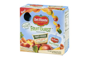 Del Monte Fruit Burst Squeezers Fruit + Veggie Peach-Mango - 4 CT