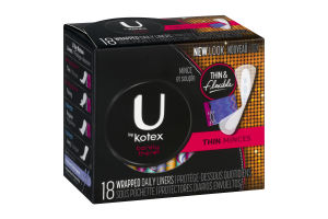 U by Kotex Barely There Thin & Flexible Daily Liners - 18 PK