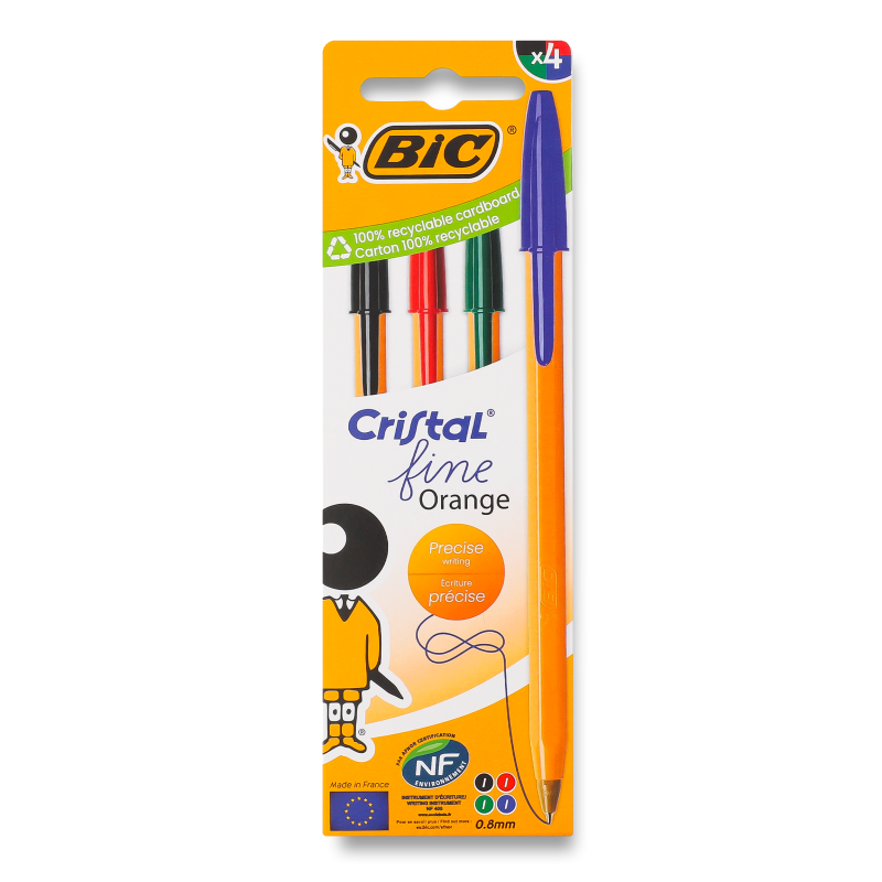 Набір ручок кулькових Orange асорті 4шт BiC