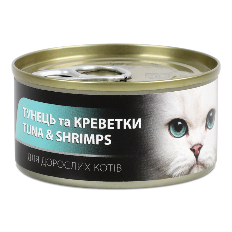 Корм д/котів з тунецем та креветками 85г ж/б ЕнімАлл
