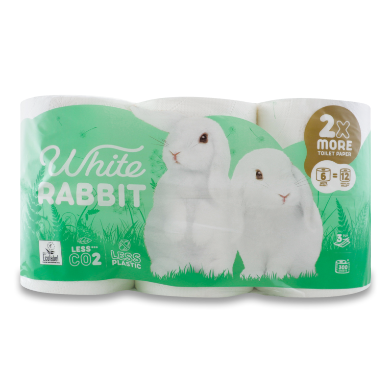 Папір туалетний Вайт реббіт 3шари 6шт Гріт