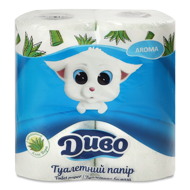 Папір туалетний Арома Алое вера 2шари 4шт Диво