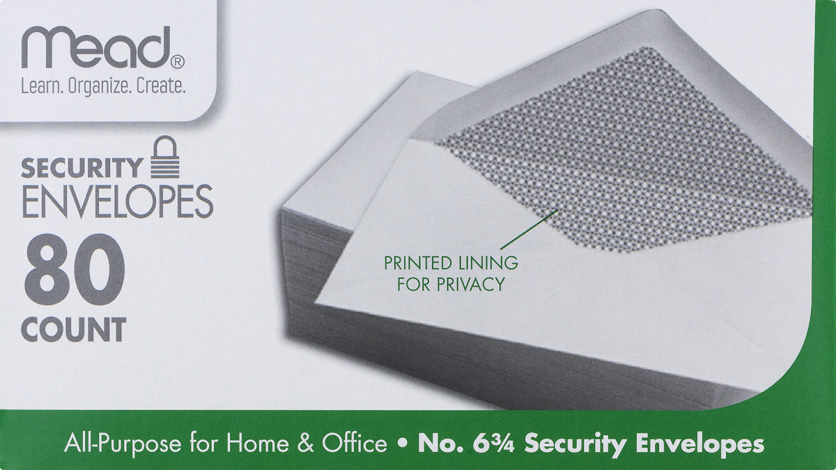 Mead No 6 3/4 Security Envelopes 80 CT Mead(43100752127) customers