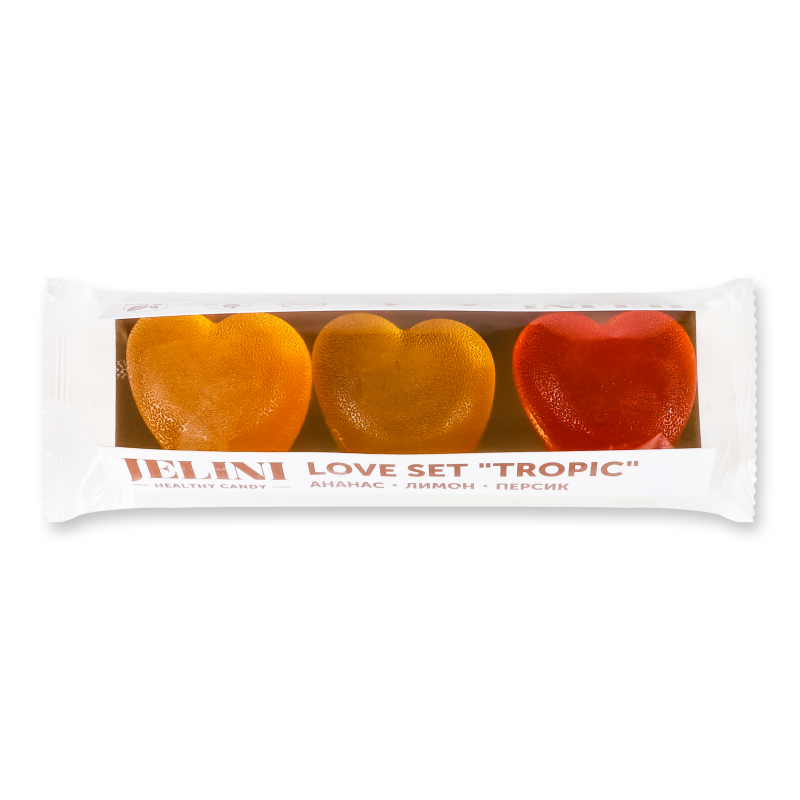 Мармелад желейний Лав сет тропік з смаком ананаса лимона та персика 90г Джеліні