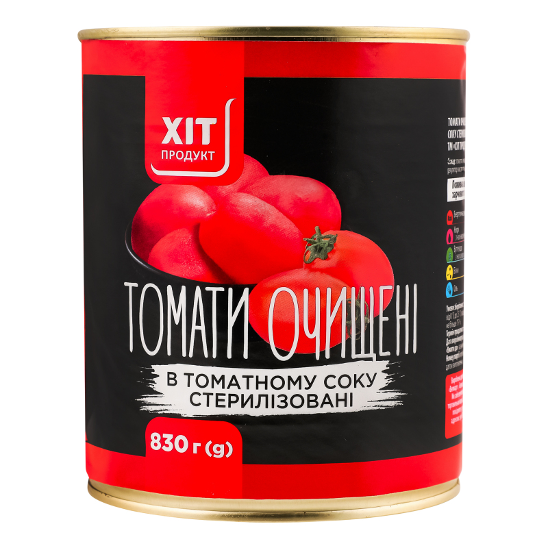 Томати очищені в томатному соку стерилізовані Хіт продукт в/с з/б