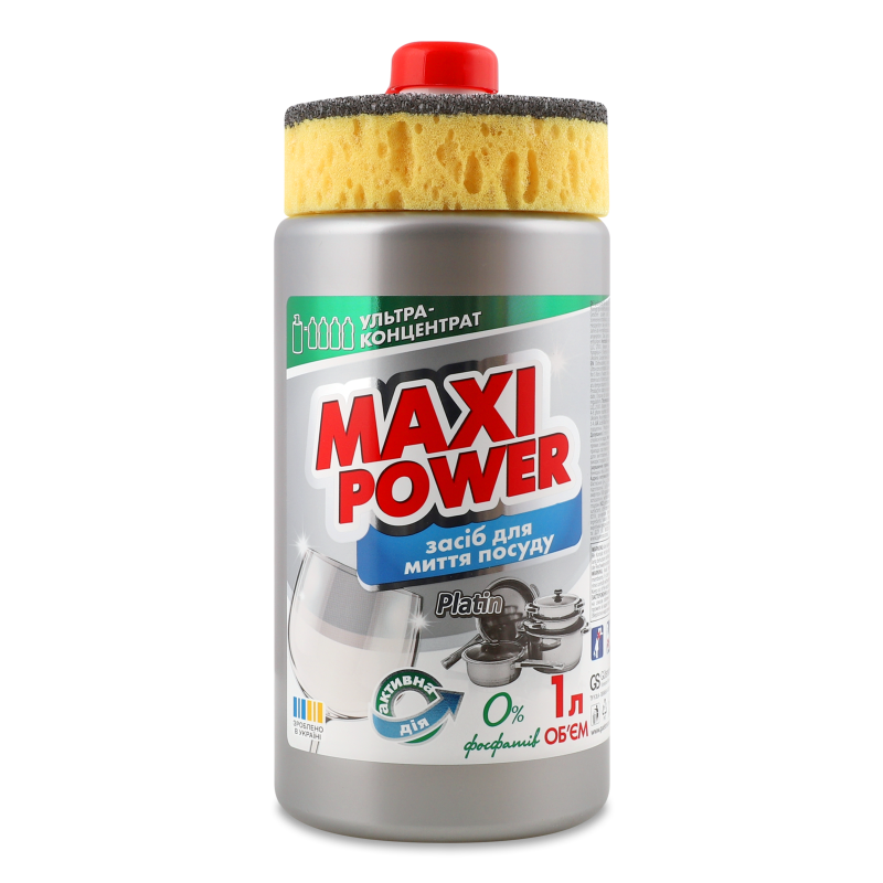 Засіб д/миття посуду Платинум 1000мл з дозатором Maxi Power
