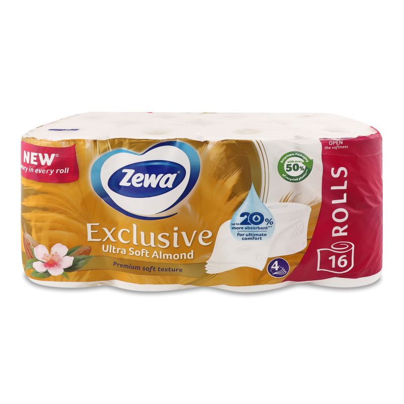 Папір туалетний Exclusive Almond Blossom 4шари 16шт Zewa