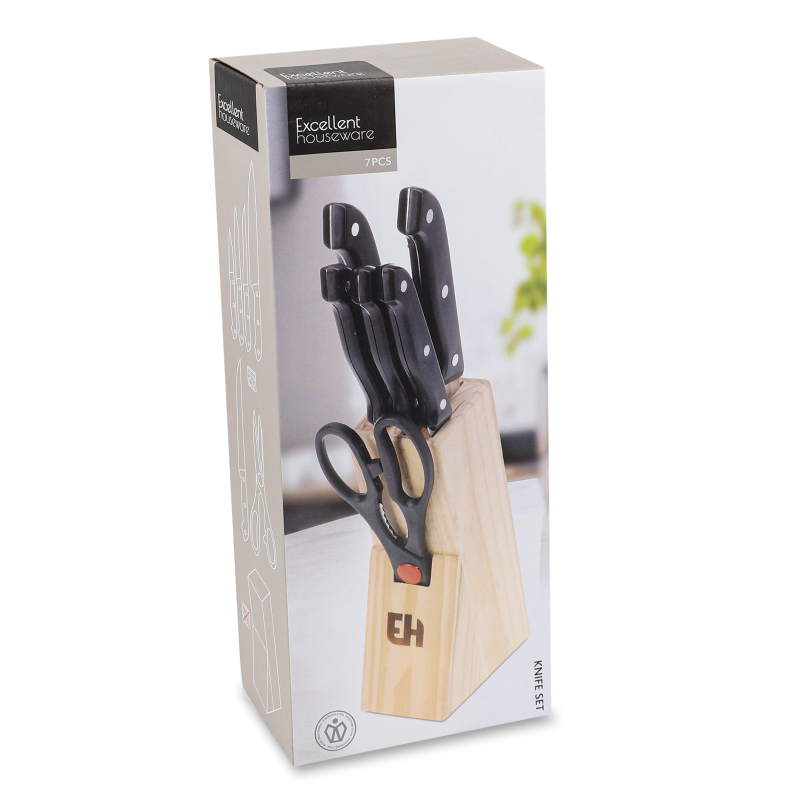 Набір ножів у дерев’яному блоці Excellent Houseware