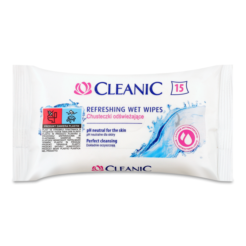 Серветки вологі Антибактеріал 15шт Клінік