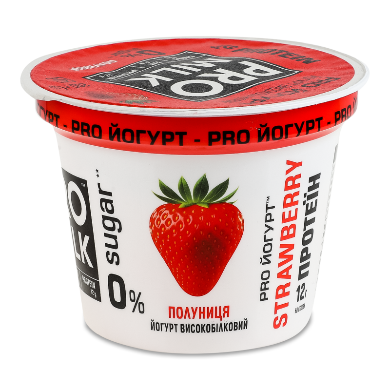 Йогурт високобілковий з наповнювачем Полуниця 3% 200г стакан Pro Milk