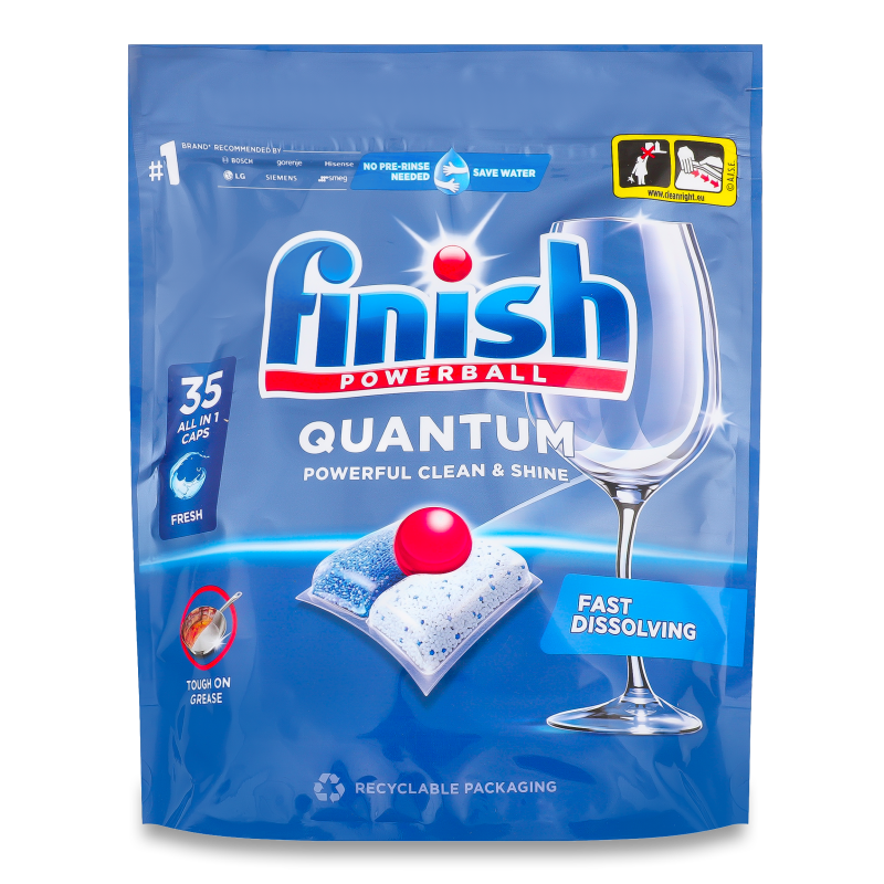 Таблетки д/посудомийних машин Квантум Олл ін 1 35шт зіп/пакет Фініш