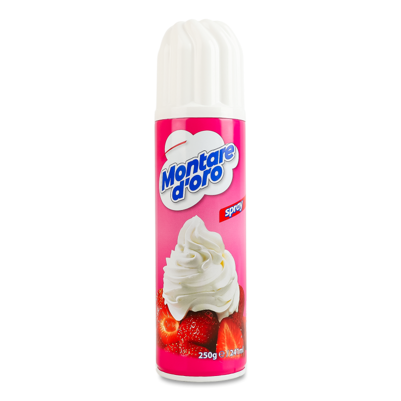Виріб кондитерський на основі рослинних жирів та знежиреного молока 20% 250г аерозоль Монтаре Д”оро