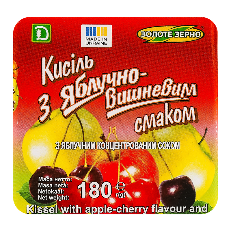 Кисіль з яблучно-вишневим смаком з яблучним концентрованим соком Золоте Зерно м/у