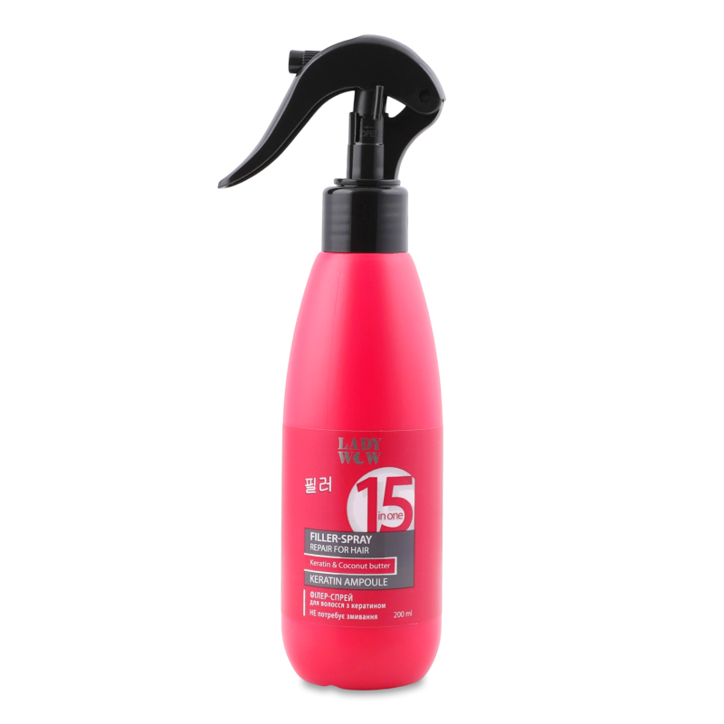 Філер-спрей д/волосся 15в1 з кератином 200мл Леді Вау