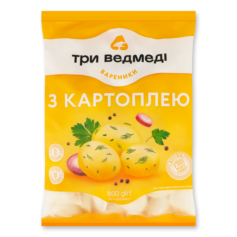 Вареники з картоплею 800г Три ведмеді