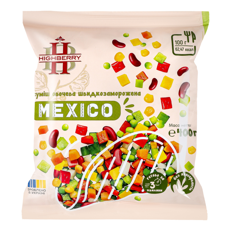 Суміш овочева швидкозаморожена Mexico Highberry м/у