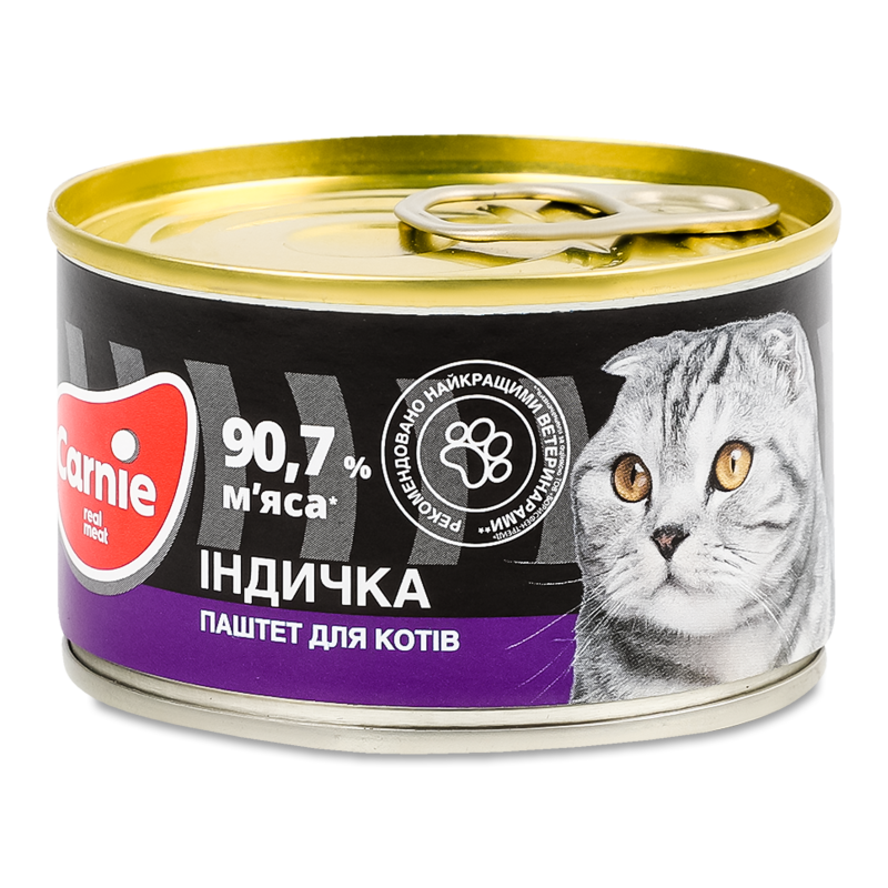 Корм д/котів Паштет м”ясний з індичкою 100г ж/б Carnie