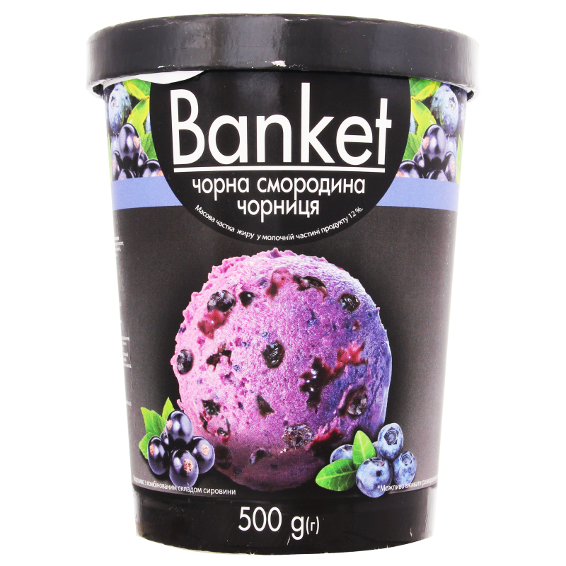 Мороженое 12% Черная смородина-черника Banket ведро 500г Banket
