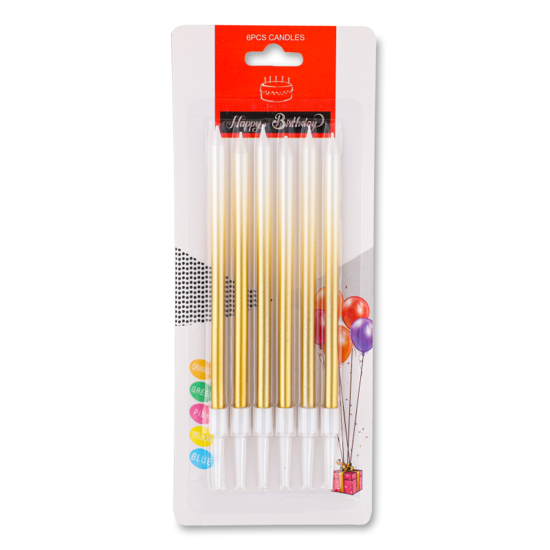 Свічка золото з підставкою 12,5см 6шт KYYW182