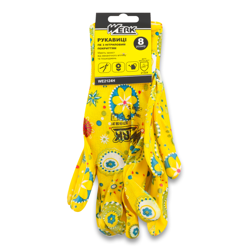 Рукавиці садові нітрилове покриття р.8 Werk