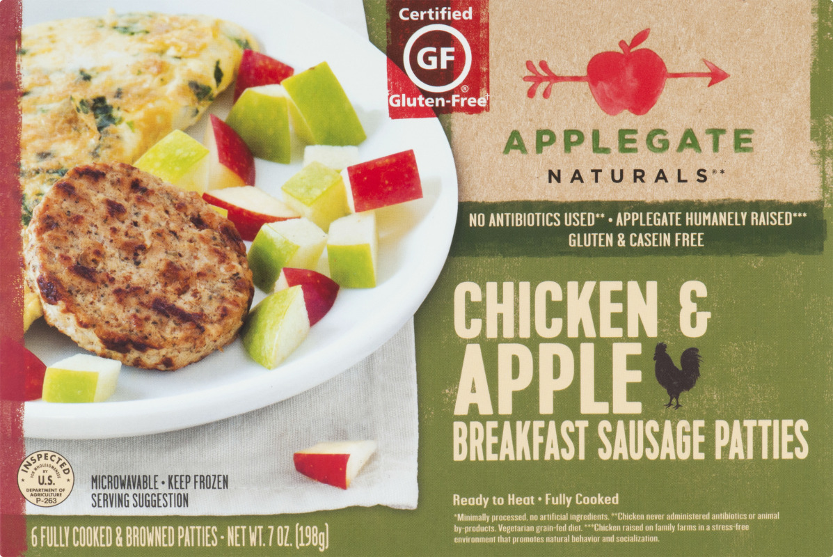 Applegate Naturals Breakfast Sausage Patties Chicken & Apple 6 CT