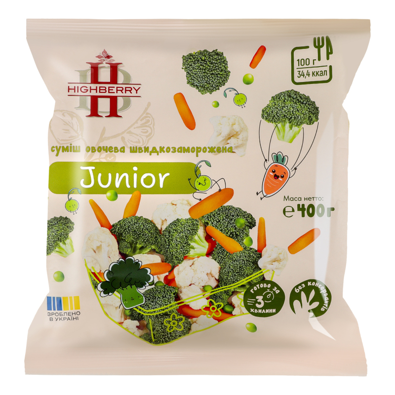 Суміш овочева швидкозаморожена Junior Highberry м/у