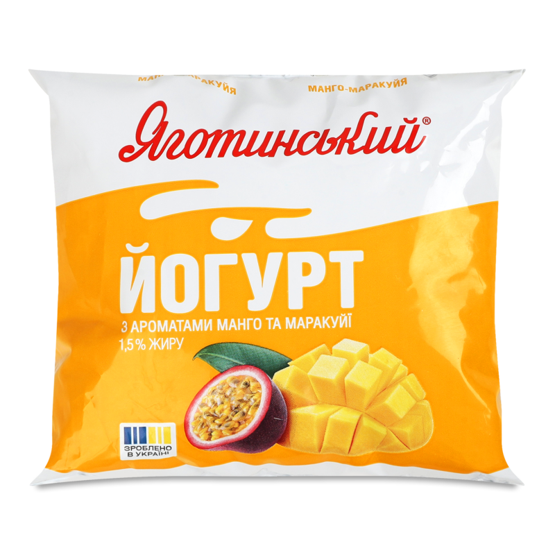 Йогурт питний з ароматом манго та маракуйї 1,5% 400г п/е Яготинський