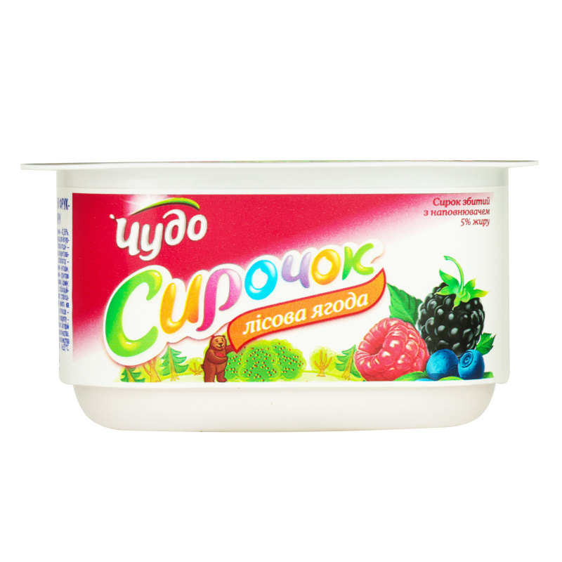 Сырок смачненький взбитый чудо пюре лесная ягода 5% 100г (4823061300652)