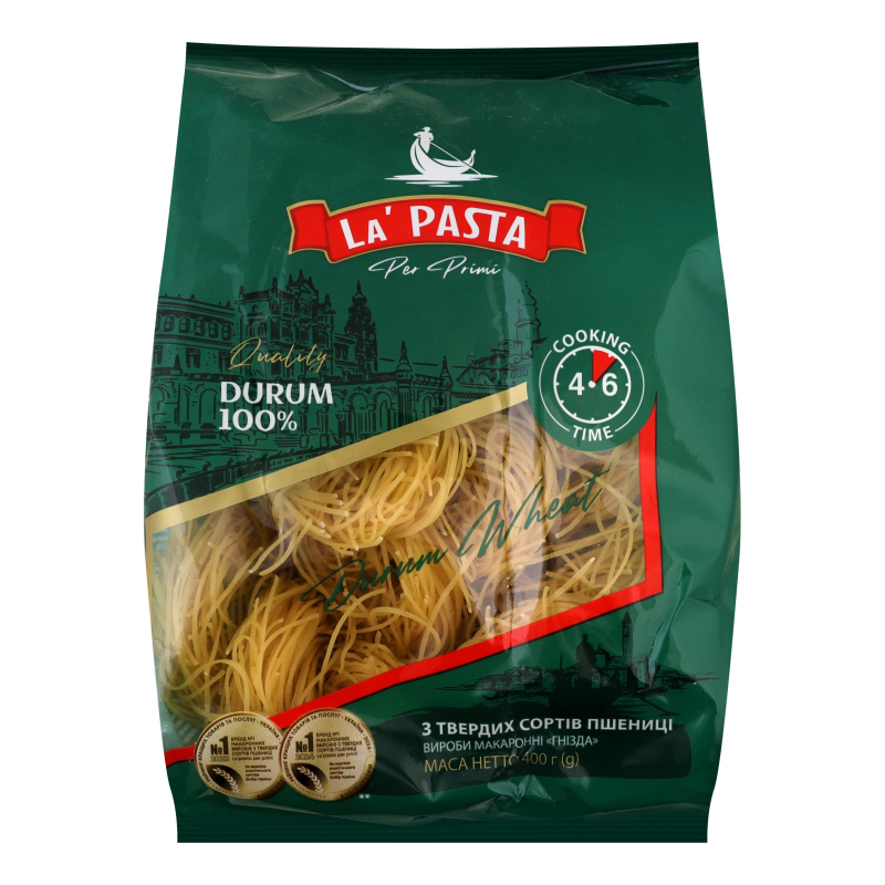 Вироби макаронні з твердих сортів пшениці Гнізда Фіделіні La' Pasta Per Primi м/у