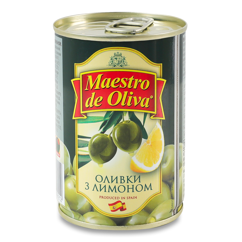 Оливки з лимоном 280г ж/б з ключем Maestro de Oliva