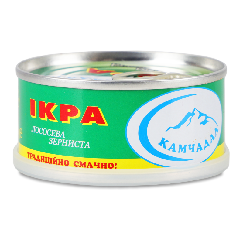 Ікра лососева зерниста 100г ж/б з ключем Камчадал