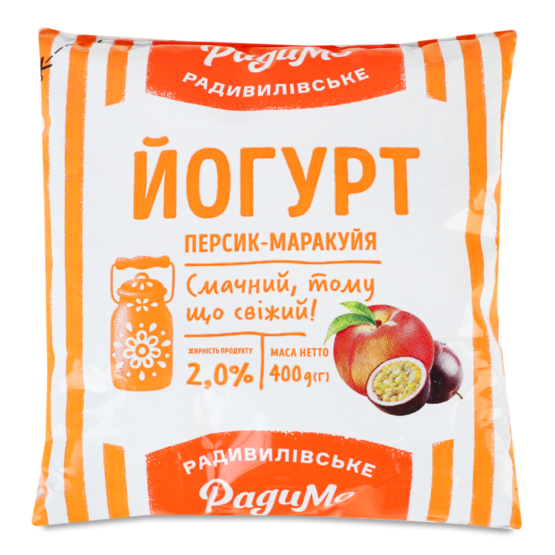 Йогурт Персик-маракуйя 2% 400г п/е РадиМо