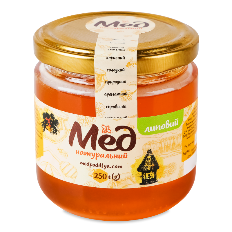 Мед липовий натуральний 250г Мед Поділля