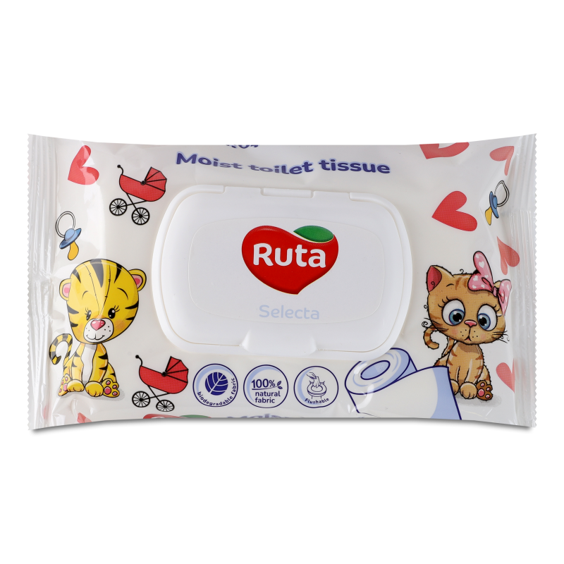 Папір туалетний вологий Selecta 40шт Ruta