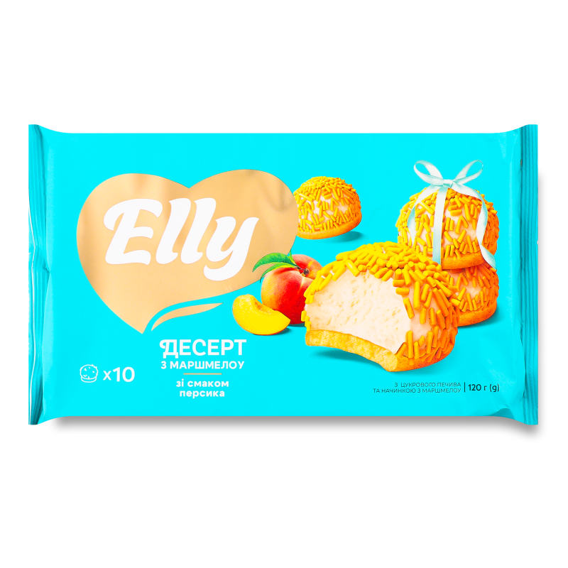 Десерт з маршмелоу з смаком персика 120г Elly