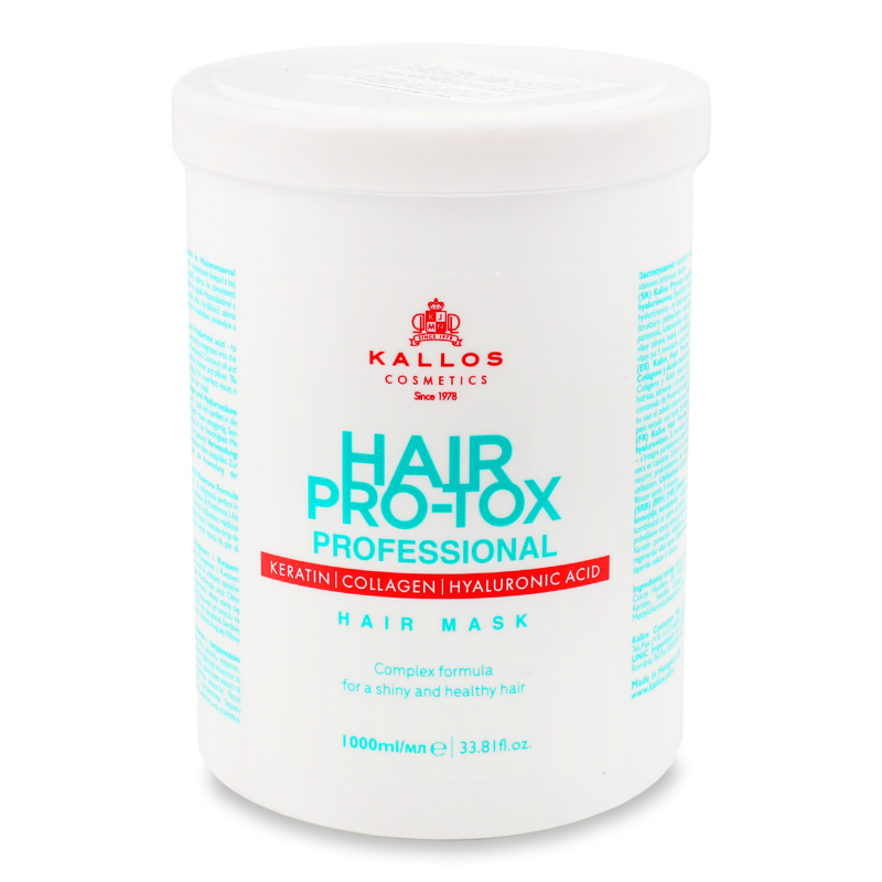 Крем-маска д/волосся Про-токс з кератином коллагеном та гіалуроновоюкислотою 1000мл Каллос