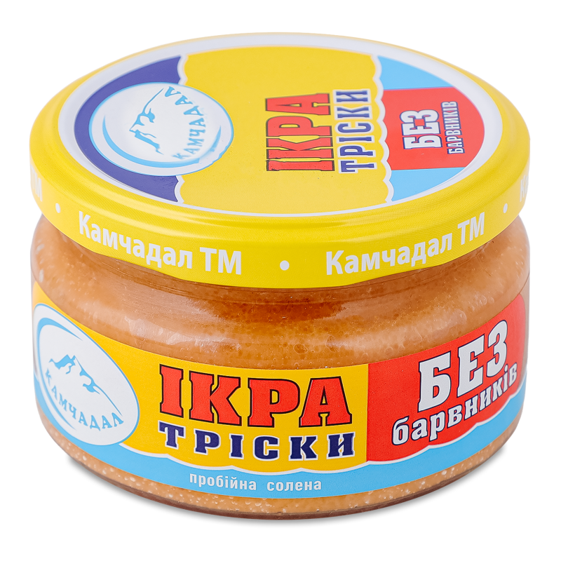 Ікра тріски пробійна солена 180г скло Камчадал