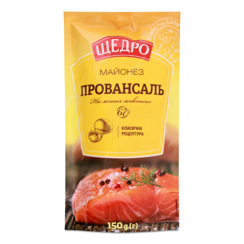 Майонез Провансаль на яєчних жовтках 67% 150г д/п Щедро